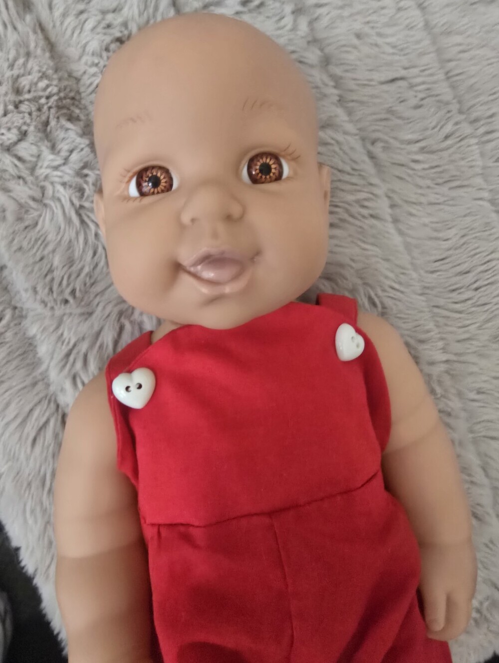 Vintage Baby Doll in Modern Red Outfit - Brand 12 Inches Soft Vynil